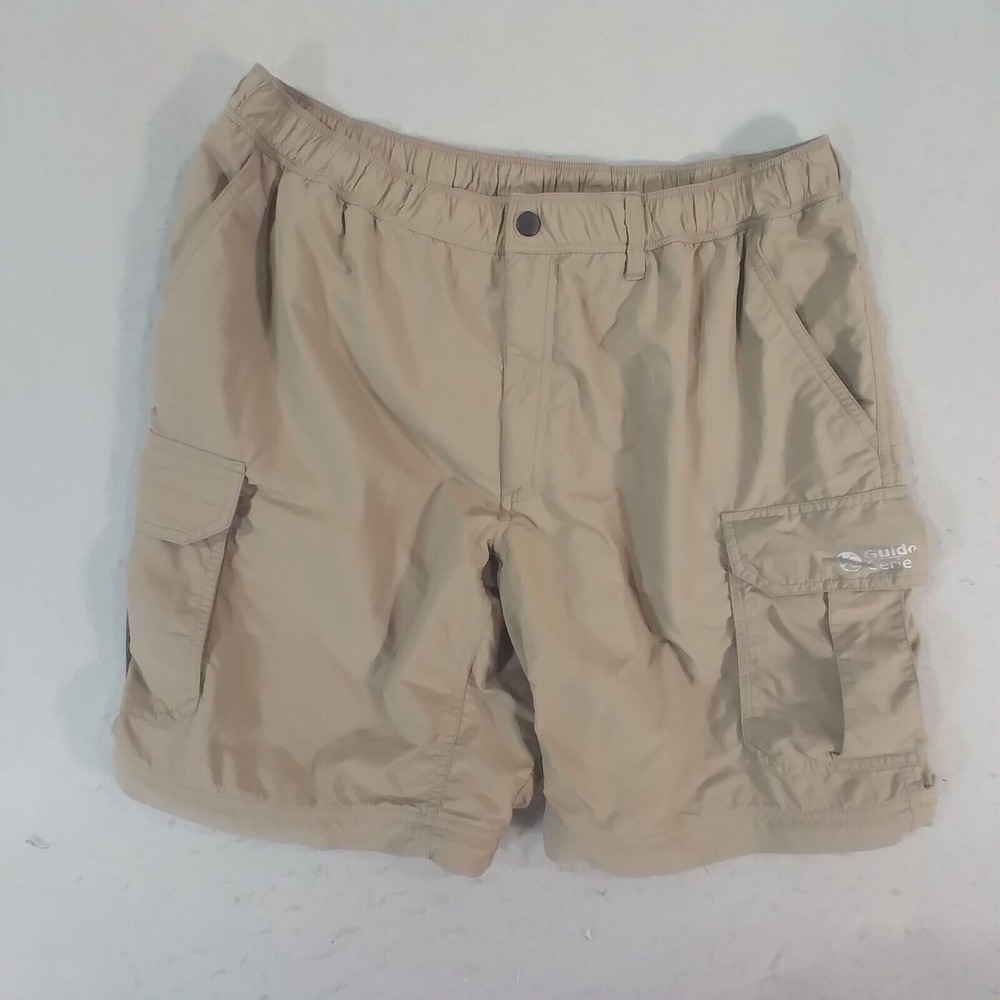 Gander Mountain cargo hiking shorts men's 32 x 9 khaki tan dri-fit Guide Series